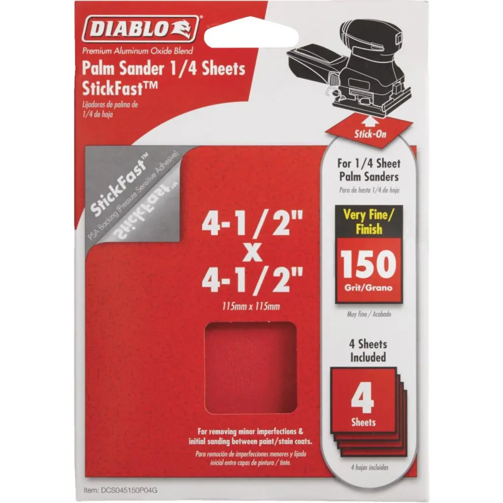 Diablo StickFast 150 Grit 4-1/2 . x 4-1/2 . 1/4 Palm Sander Sanding Sheets (4-Pack)