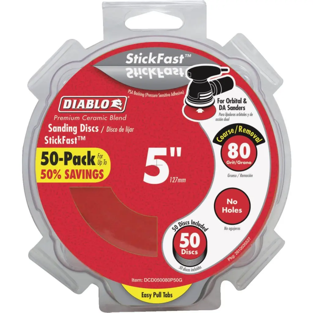 Diablo StickFast 5 . 80 Grit Sanding Disc 50-Pack Woodworking