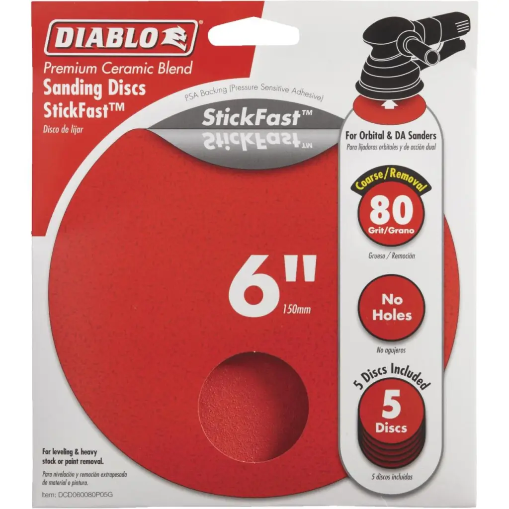 Diablo StickFast 6 . 80 Grit Sanding Disc (5-Pack) Smooth Finishing