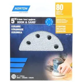 5-Inch 80-Grit Ceramic Sanding Discs 15-Pack Norton