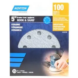 Ceramic Sanding Discs 100-Grit 5-Inch 15-Pack Heavy-Duty Sanding Norton