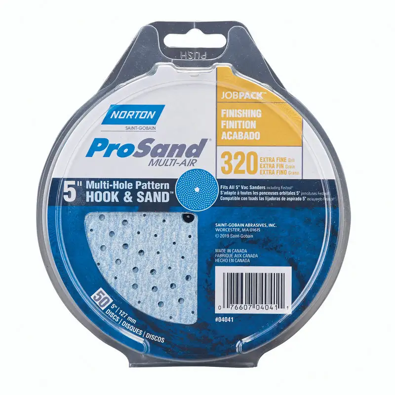Norton ProSand 5 . 320 Grit Extra Fine Ceramic Alumina Hook and Loop Sanding Disc 50 Pack