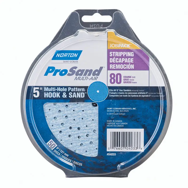 Norton ProSand 5 Inch Ceramic Alumina Hook and Loop Sanding Discs 80 Grit 50 Pack
