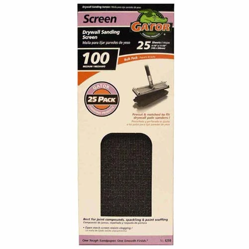 Gator 4259 Precut Drywall Sanding Screen 100 Grit 4.25 x 11.25 Inches