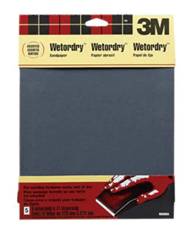 3M 11x9 Inch Assorted Grit Silicon Carbide Sandpaper 5 Pack 10
