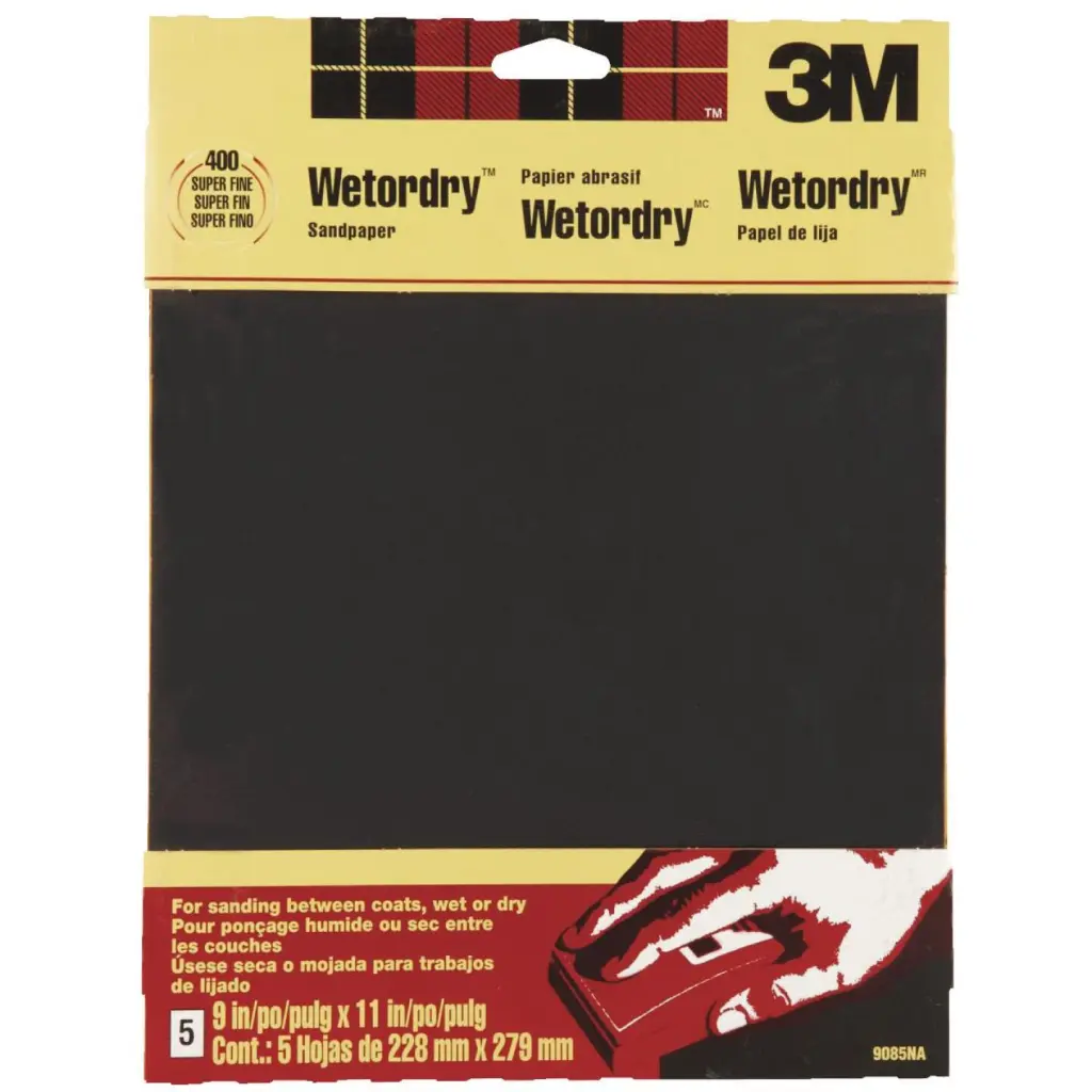 5-Pack 3M Wetordry 9x11 Inch 400 Grit Super Fine Sandpaper Sheets