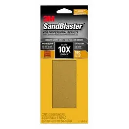 Sandblaster Sandpaper 180 Grit 3-2/3-. x 9-. 6-Pack Professional Surface Prep 3M