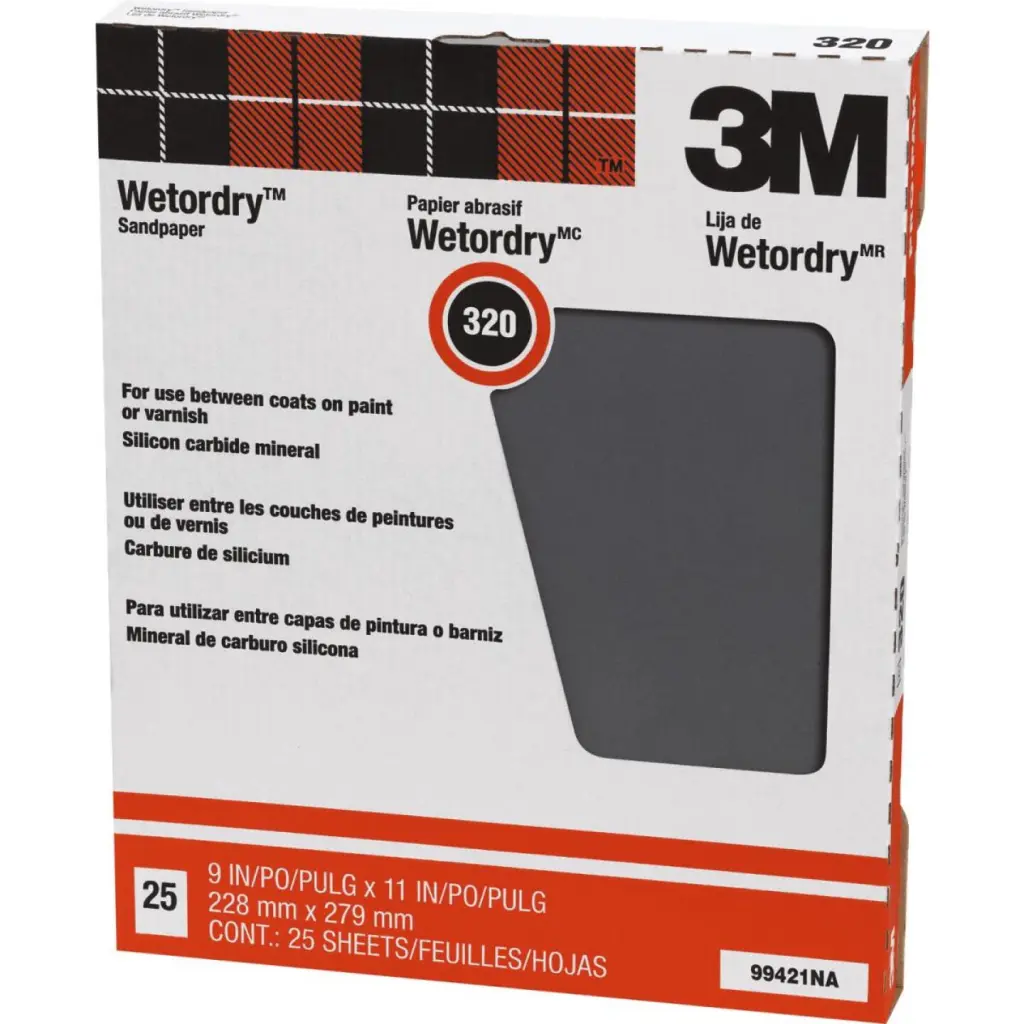 3M Wetordry Pro-Pak 9x11 Inch 320 Grit Extra Fine Sandpaper 25-Pack Smooth Finishing