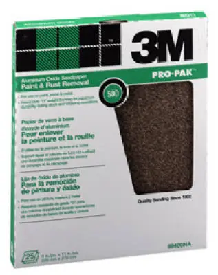 3M 99405 Pro-Pak Aluminum Oxide Sandpaper 80 Grit 9 x 11 Inches 25-Count