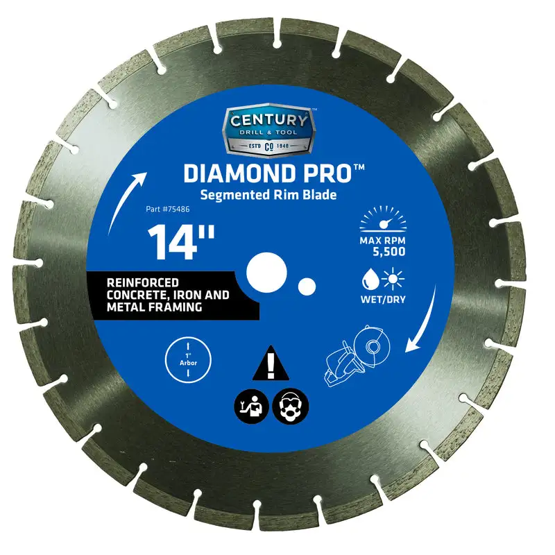 Century Drill & Tool 14 . Diamond Segmented Rim Saw Blade Concrete