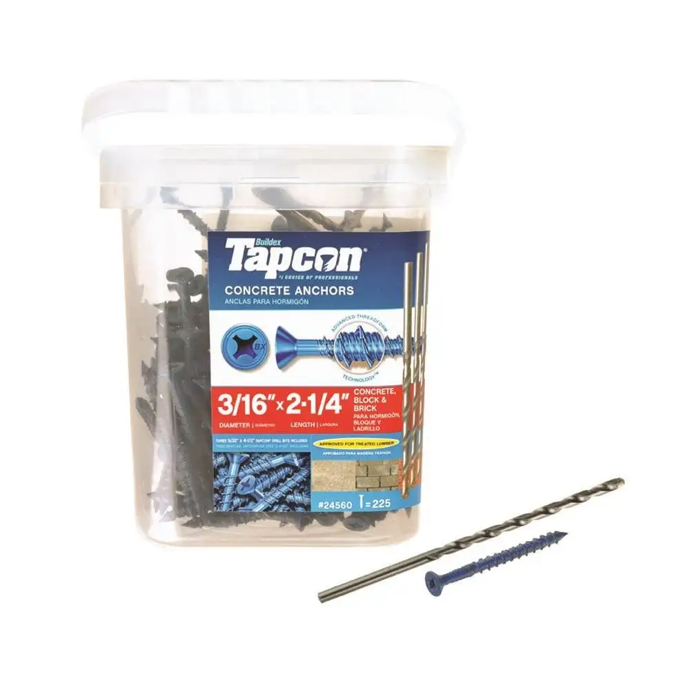 Tapcon 28560/24560 Concrete Screw Anchor 3/16 Inch Heavy-Duty Masonry Applications