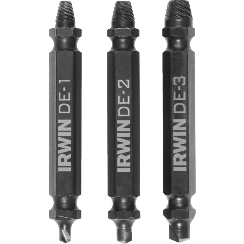 Irwin SCREW-GRIP 3-Piece Impact Double-Ended Screw Extractor Set Damaged Screws