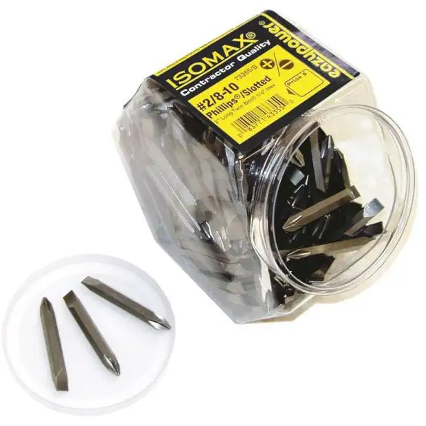 Eazypower 003555 Phillips/Slotted 1/4 Hex Insert Bits #2/8-10 2 Long 100-PC