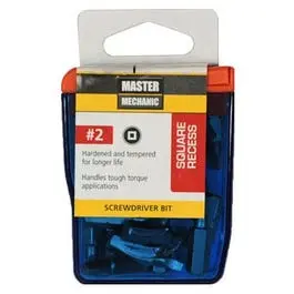 Master Mechanic 25 Pack 1-Inch #2 Square Recess Screwdriver Bits Power Tools Various
