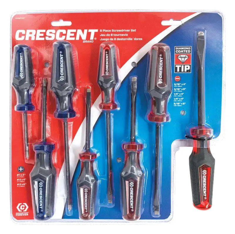 Crescent Diamond Coated Screwdriver Set 8 Piece Durable Tools