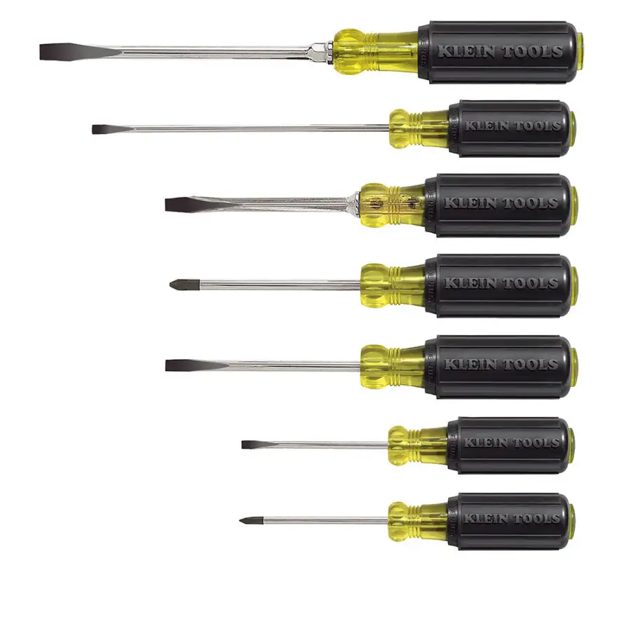 Klein Tools 85076 Cushion-Grip Screwdriver Set 7-Piece Professional Screwdriver Kit