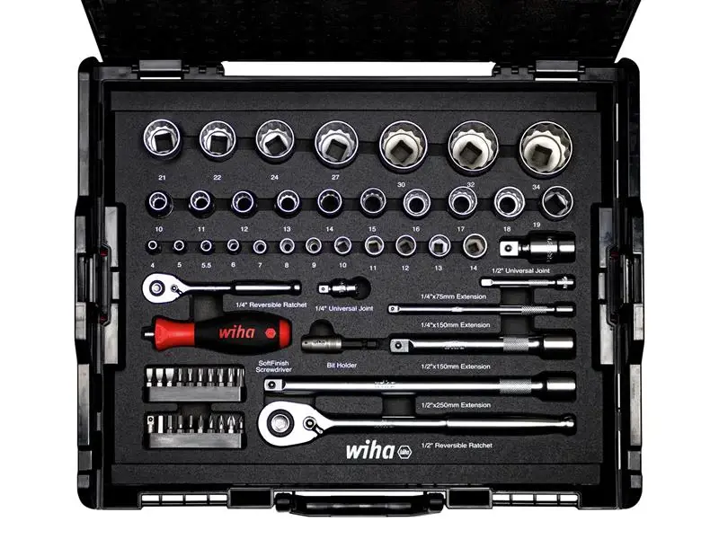 Wiha 1/4in & 1/2in Nut Driver & Bit Adjust, 60 Piece (inc. Case)