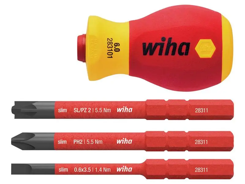 Wiha SoftFinish electric slimVario Stubby Screwdriver Place, 4 Piece