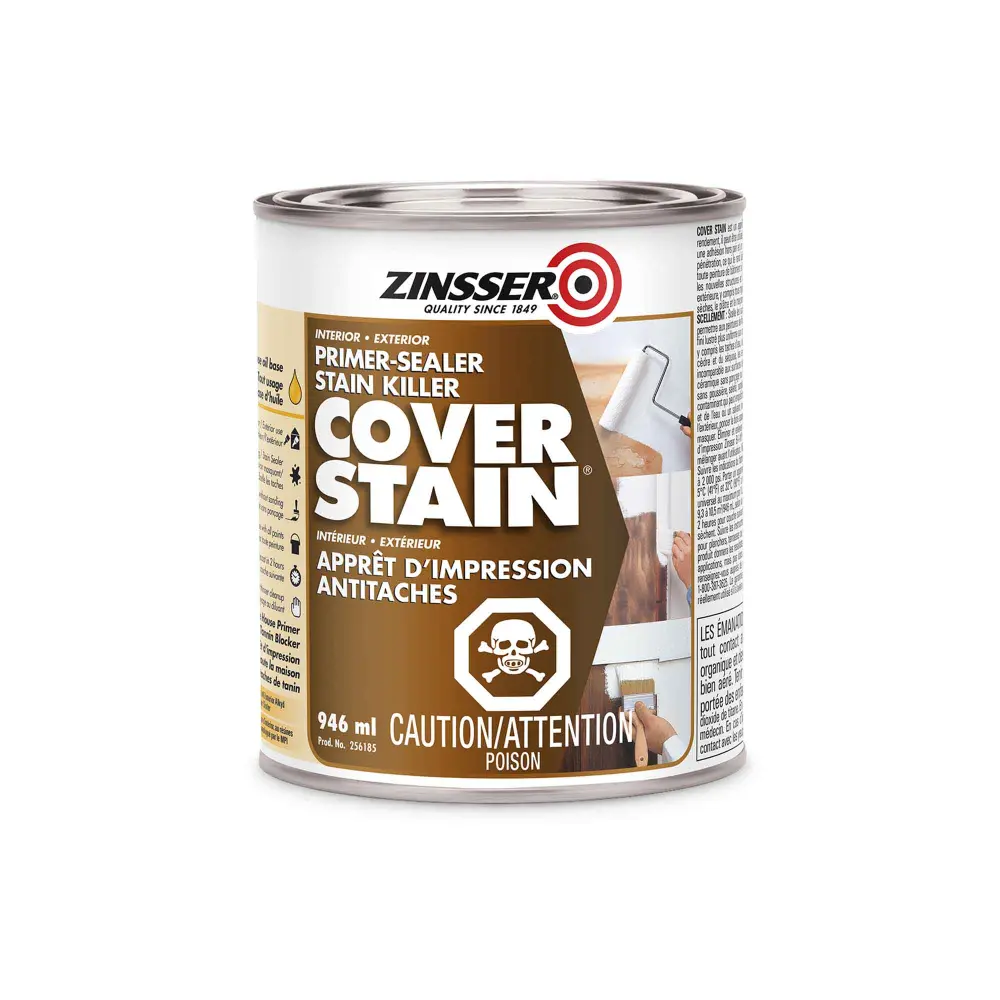 Interior / Exterior Alkyd Cover Stain Primer Sealer Chalk, 946 ml
