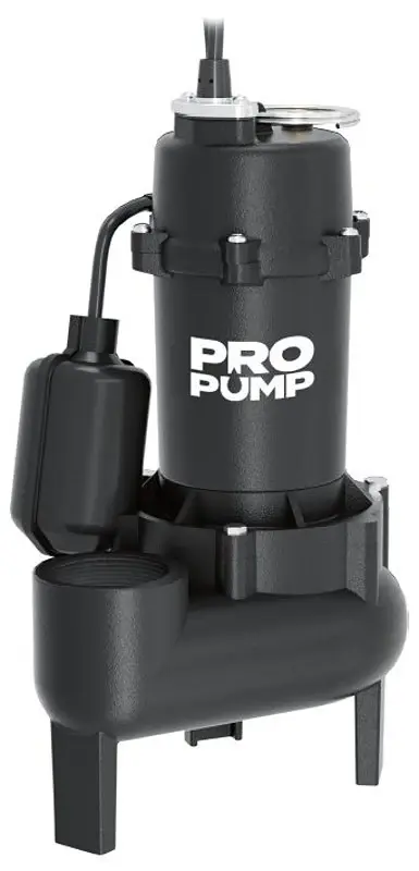 PROPUMP SW05001T Sewage Pump, 1-Phase, 7.4 , 115 V, 1/2 hp, 2 Outlet, 18 ft Max Head, 6500 gph, Cast Iron