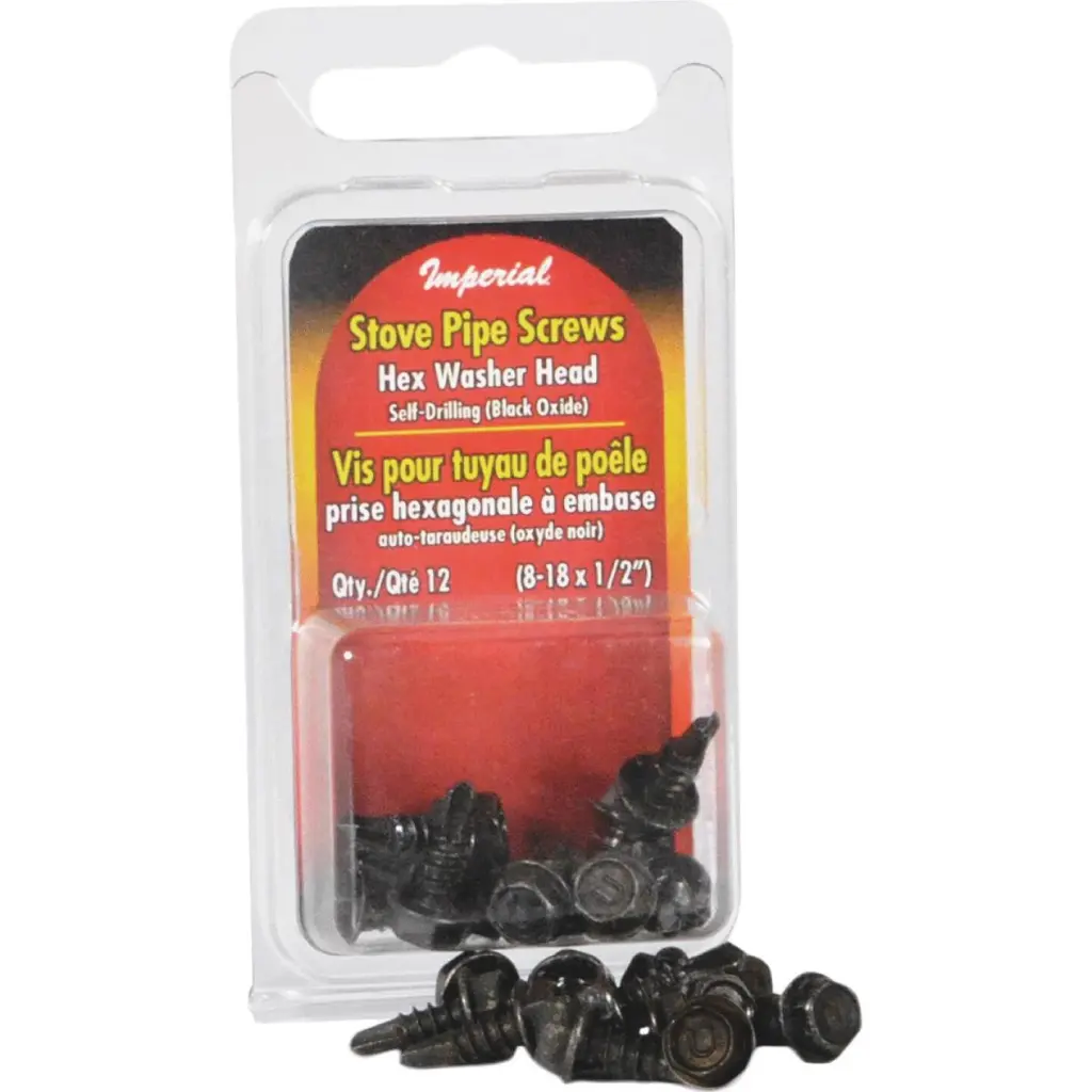 Imperial #8-18 x 1/2 Inch Black Oxide Zinc Stove Pipe Sheet Metal Screws 12-Pack