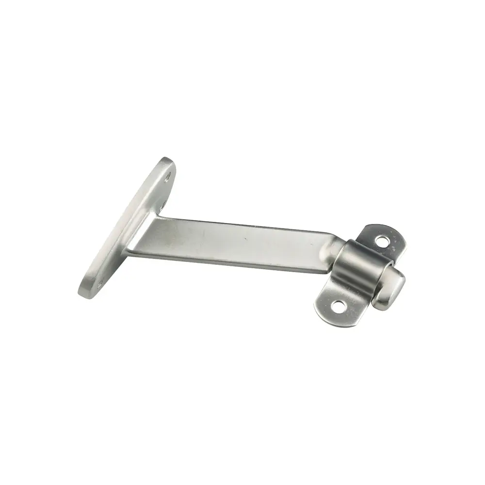 Heavy-Duty Aluminum Bracket Stretched Arm Wood Handrail 4-1/16'', Dull Nickel