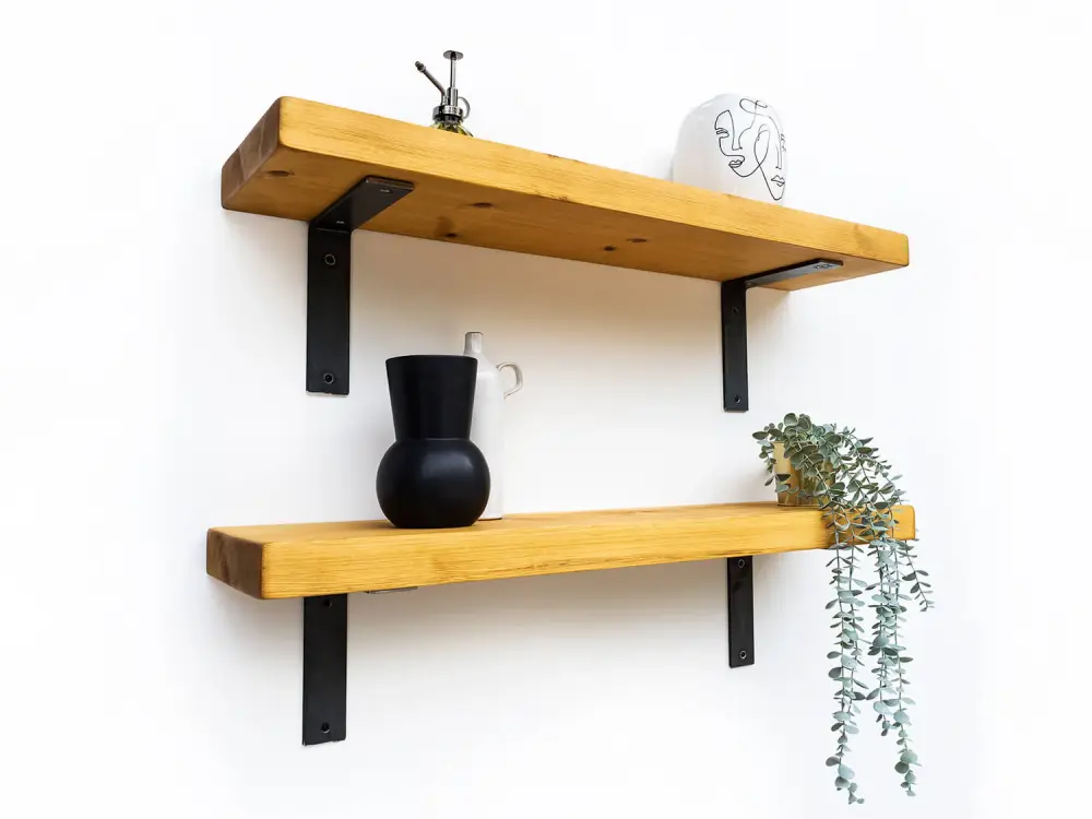 Industrial Non-Lipped Alloy Bracket Shelf 22cm Plasterboard Walls