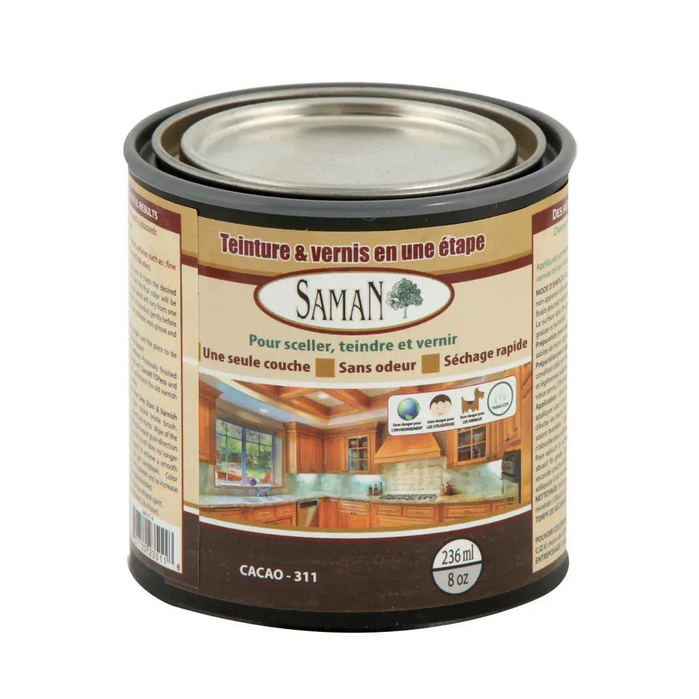 Cocoa One Step Wood Stain and Varnish, 236 ml