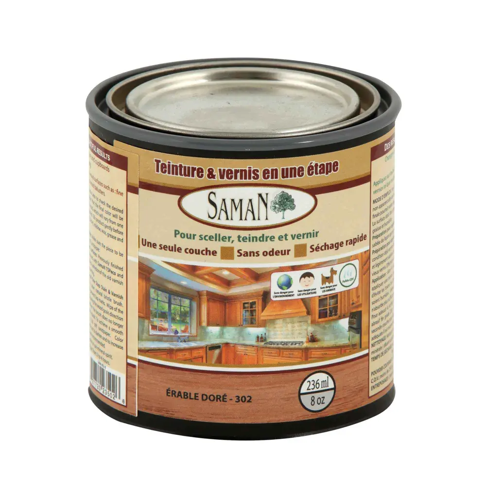 Golden Maple One Step Wood Stain and Varnish, 236 ml