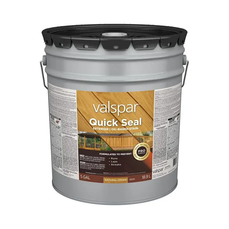 Valspar Quick Seal VL1028015-20 Exterior Stain, Semi-Transparent, Natural Cedar, Liquid, 5 gal