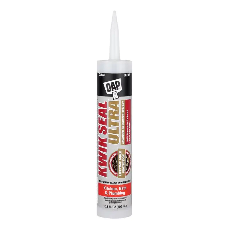 Dap Kwik Seal Ultra Clear Siliconized Acrylic Kitchen and Bath Sealant 10.1 oz. (Pack 12)
