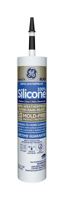GE Silicone 2 Black Silicone 2 Window and Door Silicone 10.1 oz. Pack 12 Weatherproof Sealant