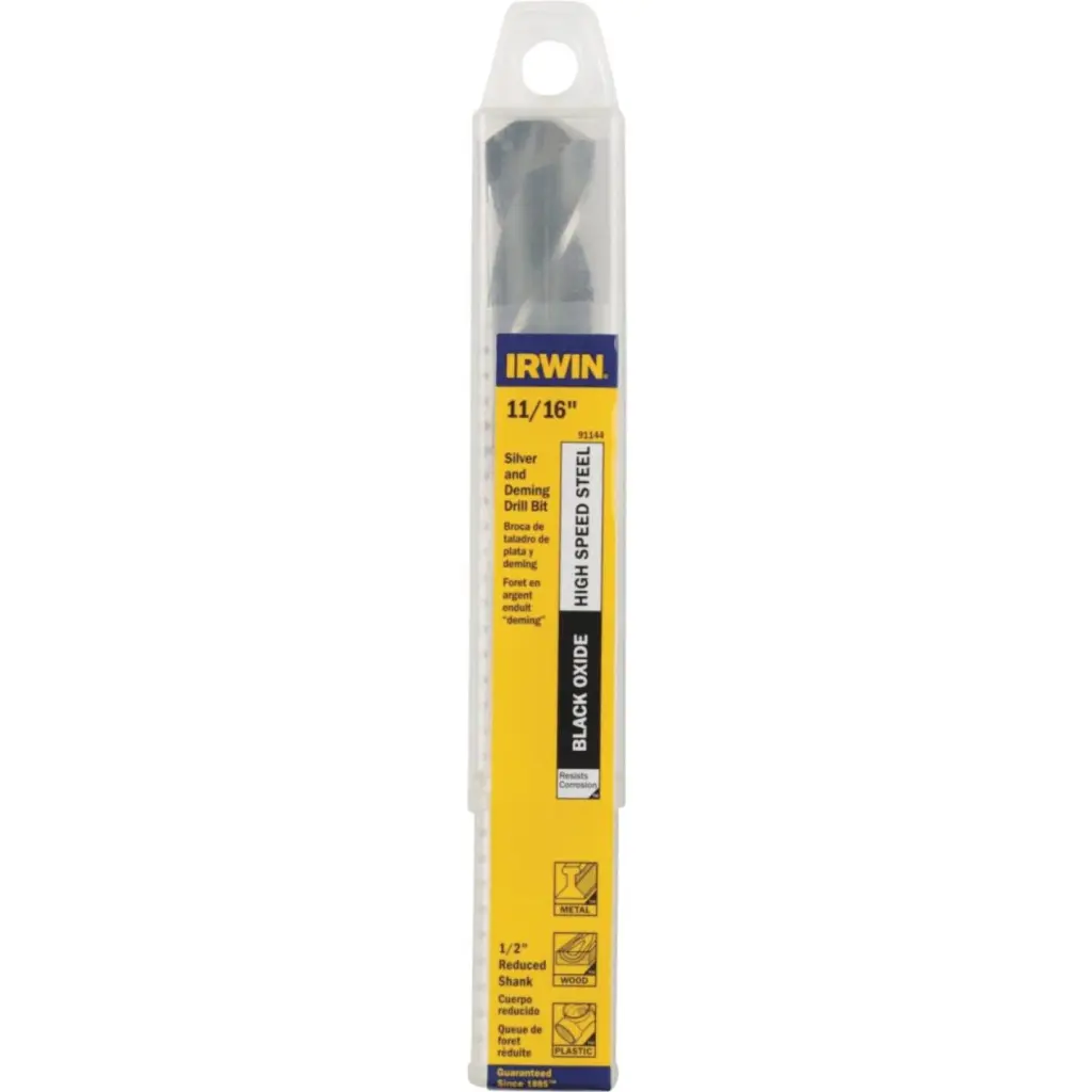 Irwin 11/16 Inch Black Oxide Silver & Deming Drill Bit Metal and Wood