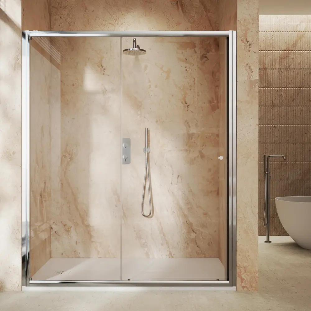 Roman Haven6 Sliding Shower Door - 1600mm - Shiny metal