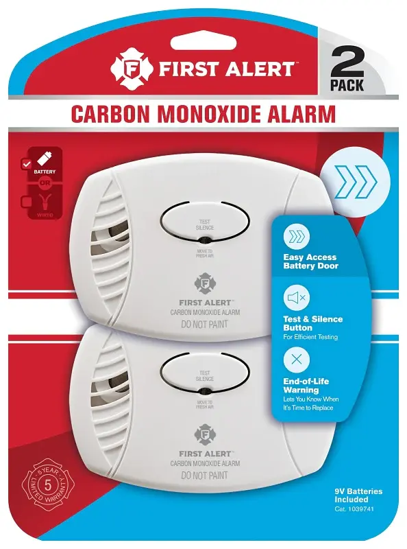 First Alert 1039741 Graphite Monoxide Alarm, 85 dB, Alarm: Audible, Electrochemical Sensor Escape Hood