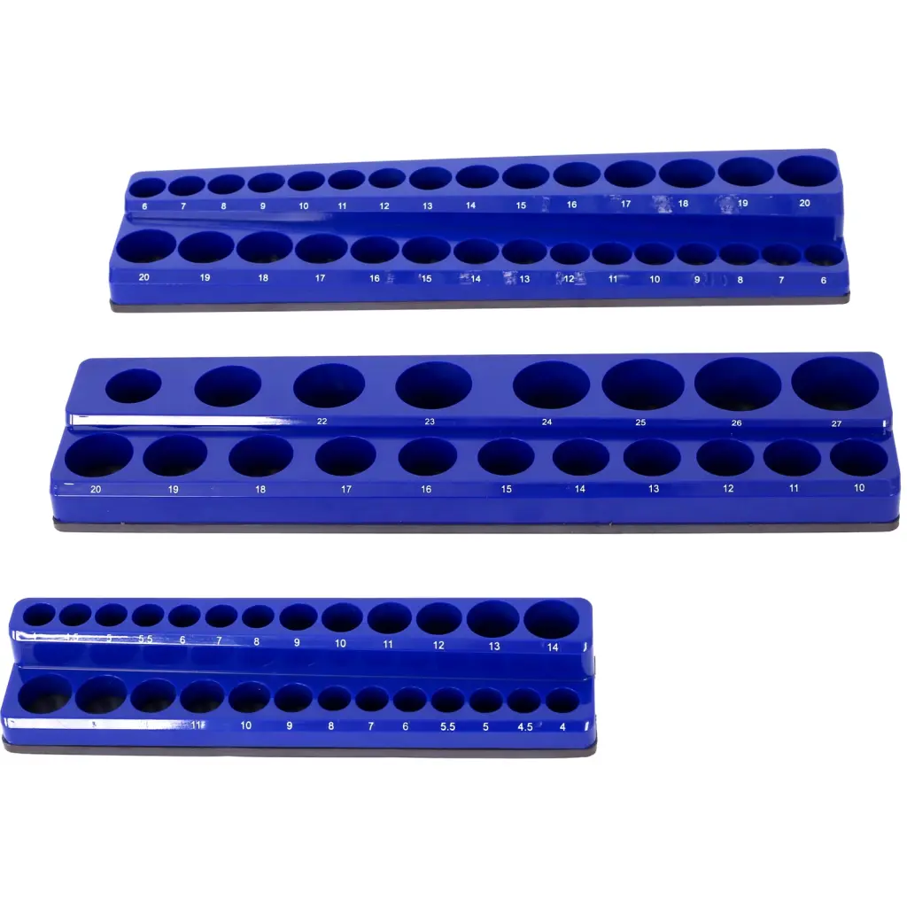 3 Piece Metric Magnetic Socket Organizers Toolbox and Workshop g-h