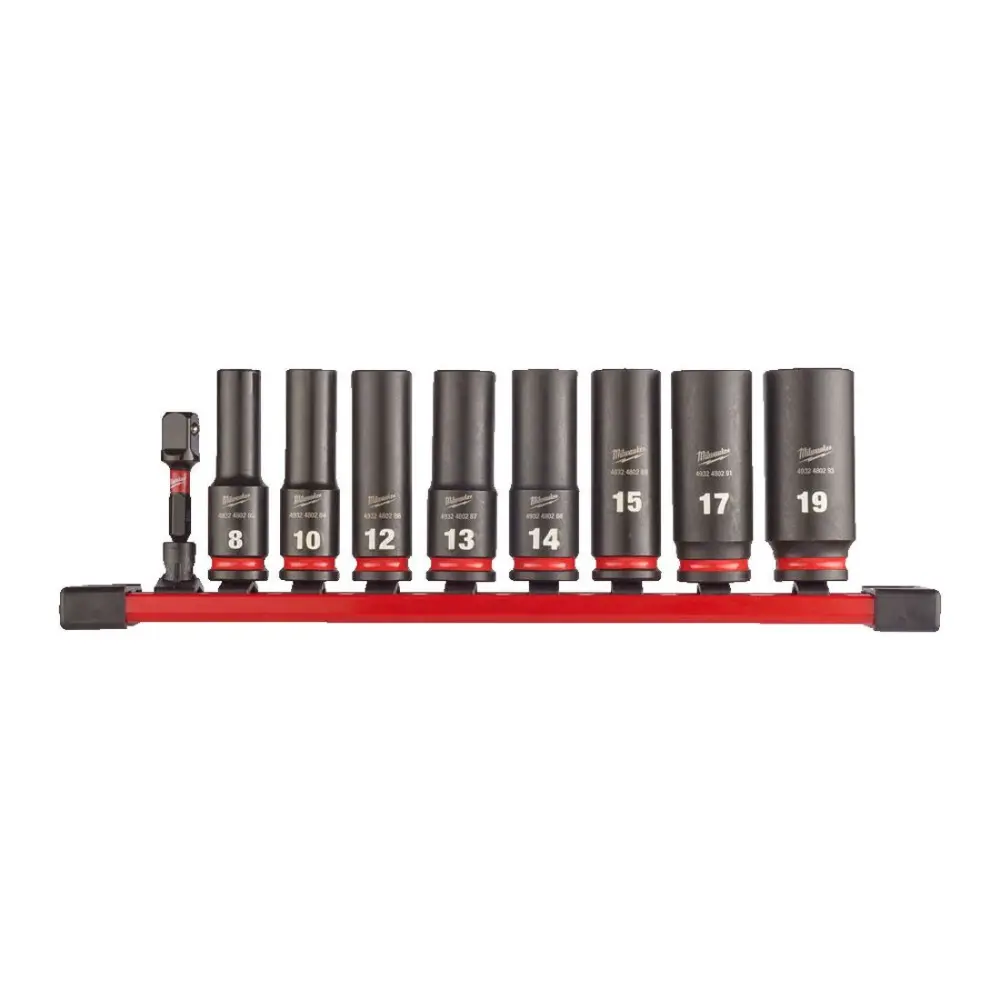 Milwaukee 9 Piece 3/8" Deep Impact Socket Rail Place - 4932480455