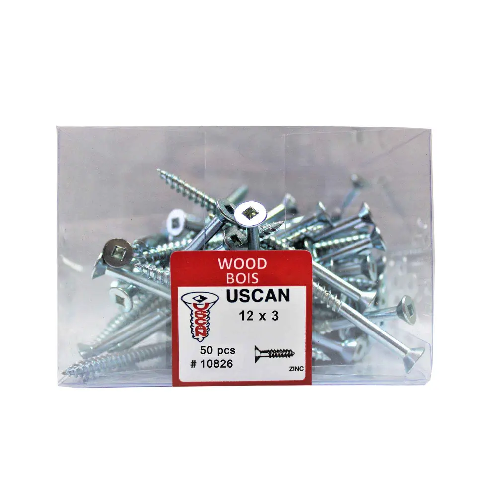 Zinc Plated Flat Head Wood Screw, #12 x 3" (50 Units)