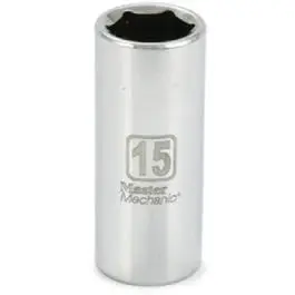 Metric Deep Well Socket 6-Point 3/8-Inch Drive 15mm Automotive Repair Master Mechanic