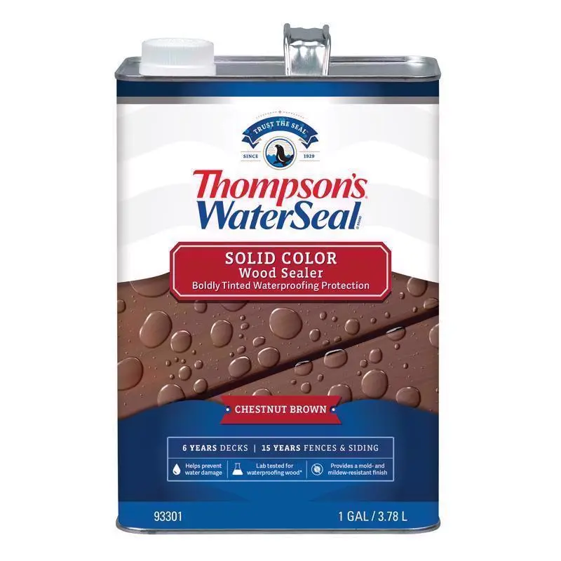 Thompson's WaterSeal Wood Sealer Solid Chestnut Brown Waterproofing Wood Stain and Sealer 1 gal Pack 4