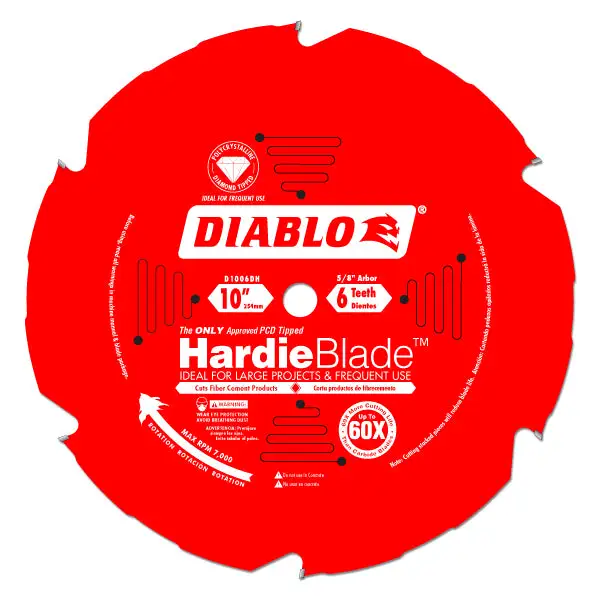 Diablo D1006DH Hardie Fiber Cement Saw Blade 10 x 6 Tooth 5/8 Arbor