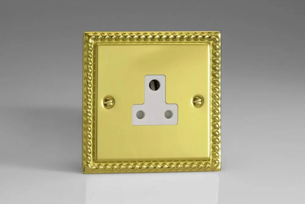 Varilight 1-Gang 5A Round Pin Plug Socket Georgian Warm alloy XGRP5AW