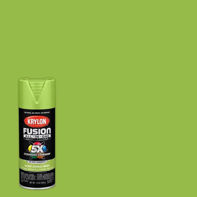 Krylon Fusion All--One Gloss Jungle Green Paint + Primer Spray Paint 12 oz Pack 6