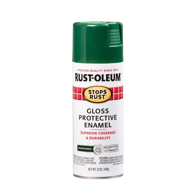 Rust-Oleum Stops Rust Gloss Hunter Green Spray Paint 12 oz Pack 6 Outdoor Use