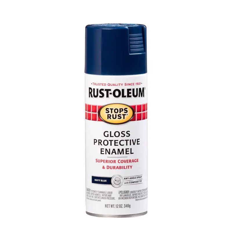 Rust-Oleum Stops Rust Gloss Navy Spray Paint 12 Oz Pack 6 Durable and Protective Coating