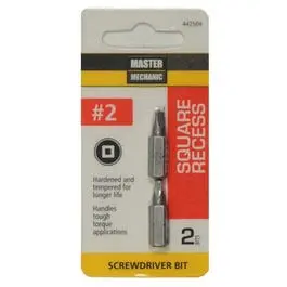 #2 Square Recessed Bit Tip 1-Inch 2-Pack Robust Screwdriving Master Mechanic