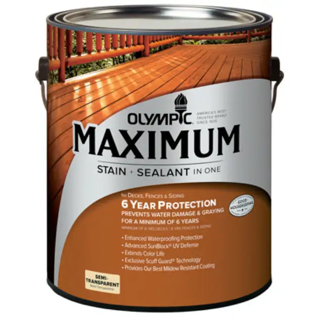Olympic 79551A/01 Maximum Semi-Transparent Stain & Sealant Cedar 1 Gallon