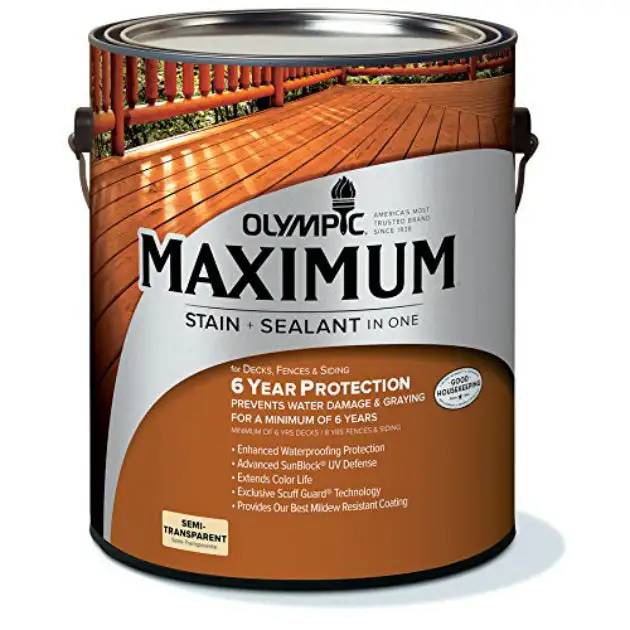 Olympic 79552A/01 Maximum Semi-Transparent Stain & Sealant Redwood 1 Gallon