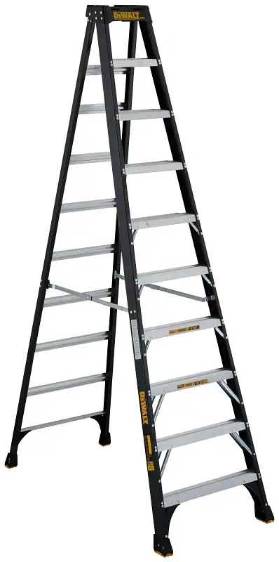 DeWALT Louisville DXL3010-10 Step Ladder, 170 Max Reach H, 9-Step, 300 lb, Type IA Duty Rating, 3 D Step