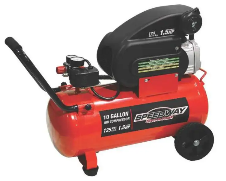 Speedway 52956 Horizontal Air Compressor 10 Gallon 1.5 HP Workshop